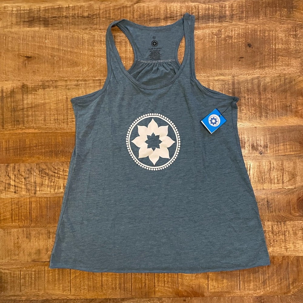 NWT Club Pilates Flowy Racerback Tank in Heather Deep Teal